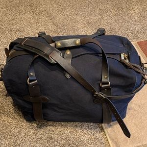 Filson Rugged Twill Medium Duffel Bag Navy Leather